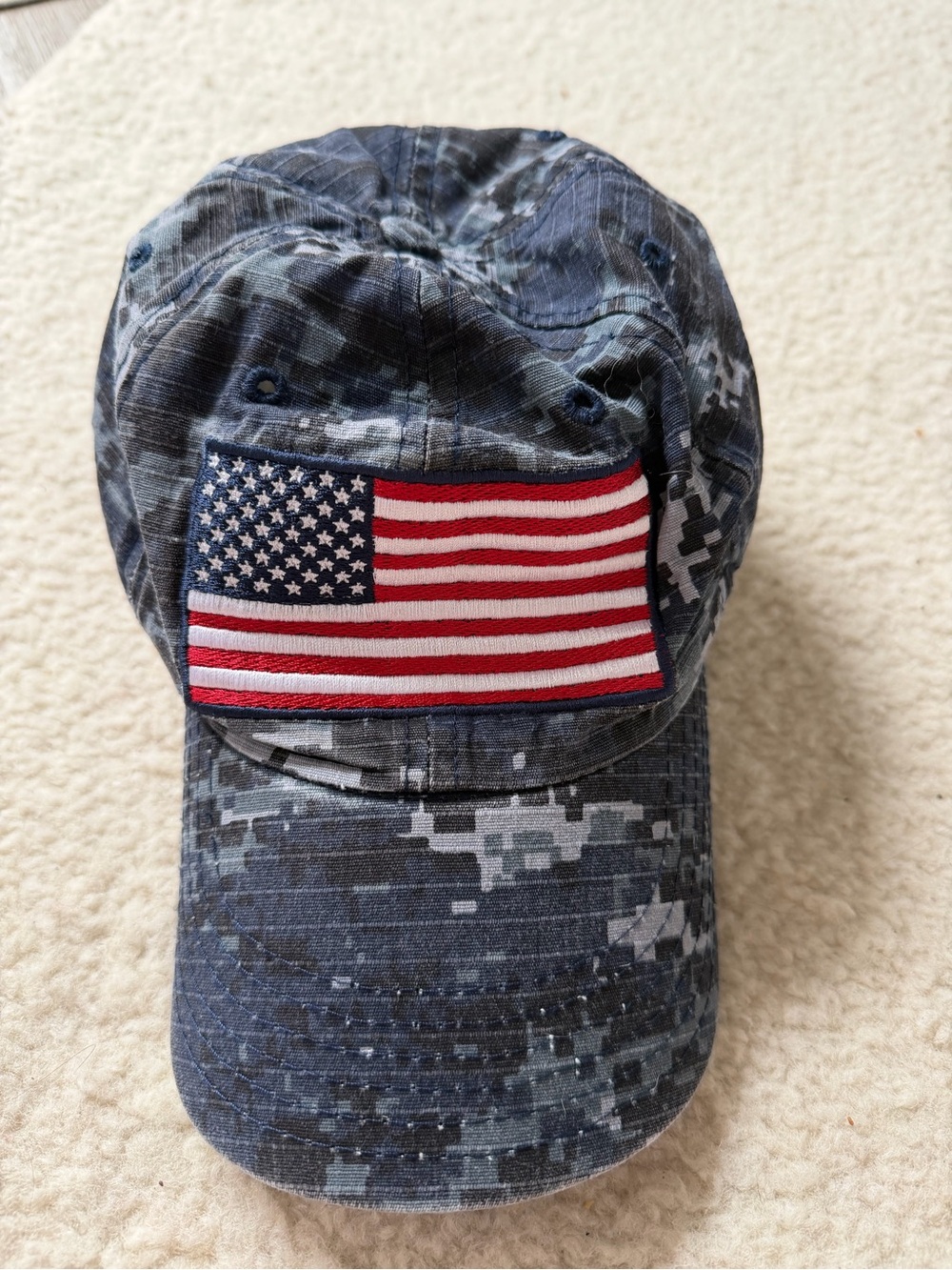 Digital Camo Baseball Cap with American Flag Patch Hat 4th of July Trump